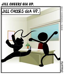 Jill cheers Gia up.