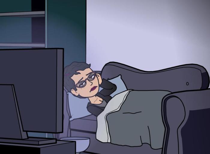 Gia is still watching TV . . .