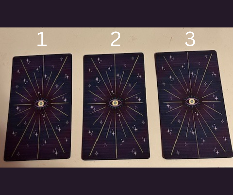 Three cards face down from the Midnight City Tarot Deck.